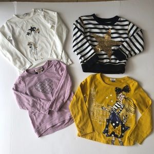 Bundle of 4 tops for girl 2/3 long sleeves graphic tees for winter